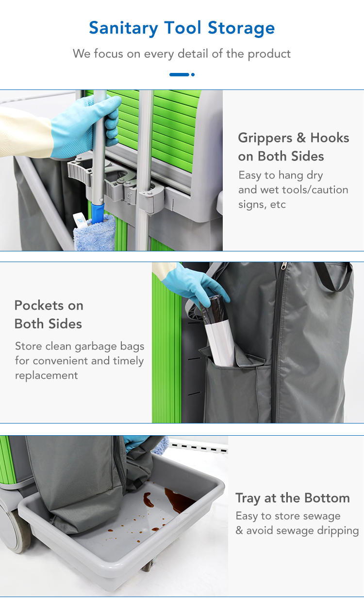CT Flat Mopping Roll Top Cabinet Trolley - Cleanic Cleaning Equipment
